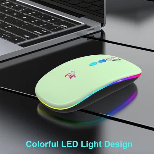 HOTLIFE Wireless Mouse - Slim Rechargeable Bluetooth Mouse, Ergonomic Design, Noiseless with USB Receiver