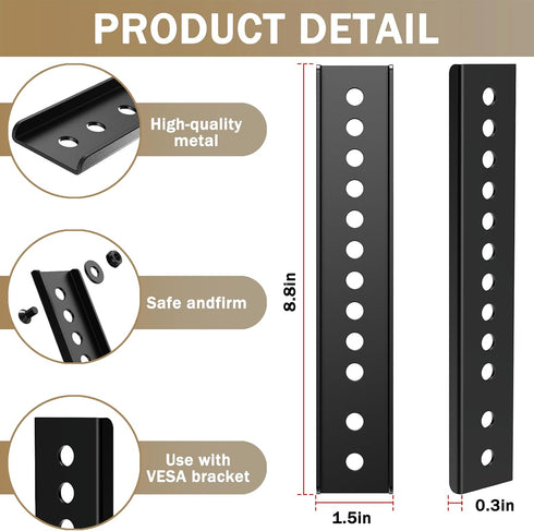 woiron 2 Vertical VESA Extender Plate Bracket Kit, TV Mount Extension Bracket Designed for Low VESA Pattern TVs