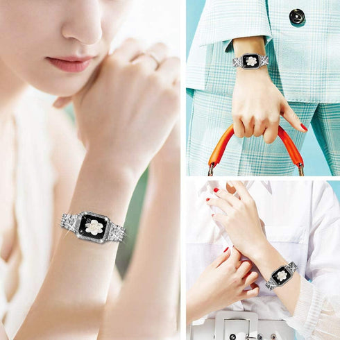 Compatible Apple Watch Ultra Band, 49mm 46mm 45mm 41mm 38mm 40mm 42mm 44mm, 2 Pack Bling Crystal Diamonds Case Cover