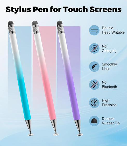 Kenkor Stylus(3pcs), 2-in-1 2/iPhone/Android/Samsung, Stylus Pen for Touch Screen, High Precision & Sensitivity Pen