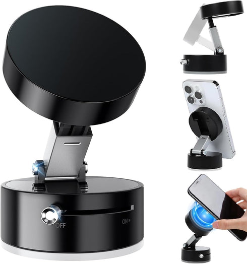 Belcompany Vacuum Magnetic Suction Phone Holder, Car Suction Cup Phone Mount Stand, Foldable