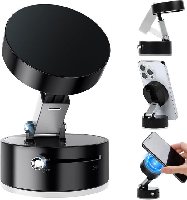 Belcompany Vacuum Magnetic Suction Phone Holder, Car Suction Cup Phone Mount Stand, Foldable