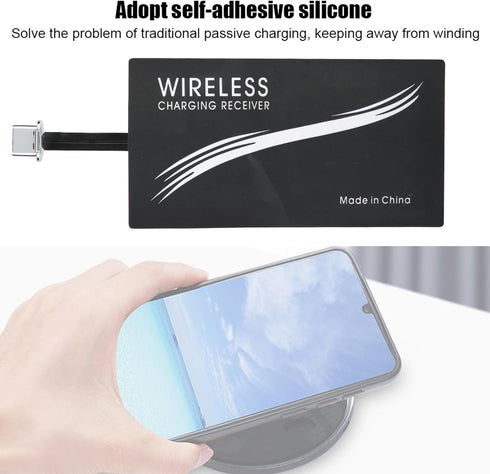 Pack of 2 Universal Type C Charger Adapter Mobile Phone Sticker Charging Receiver, Portable Charging Receiver