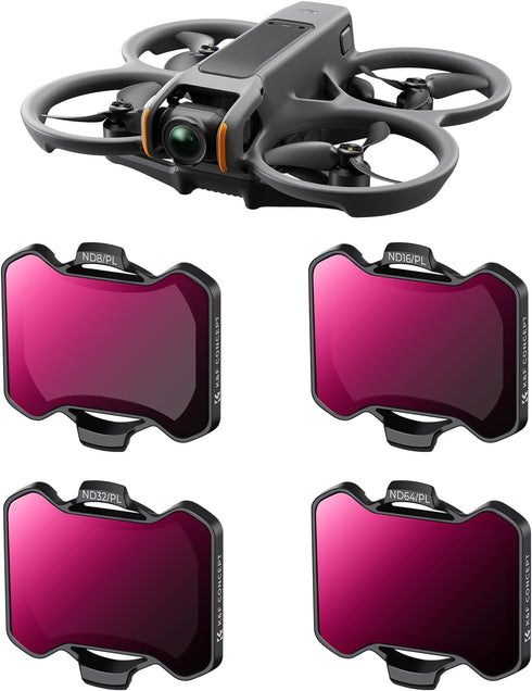 K&F Concept ND/PL Filter Set for DJI Avata 2, 4 Pack ND8/PL ND16/PL ND32/PL ND64/PL Drone Accessories