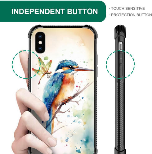 CARLOCA iPhone XR Case Compatible, Watercolor Bird Dragonfly Pattern Design, Shockproof Anti-Scratch Case for Girls,