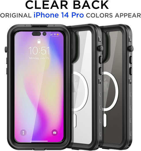 AICase Waterproof iPhone 14 Pro Case, MagSafe Compatible, Shockproof Full Body Clear with Screen Protector