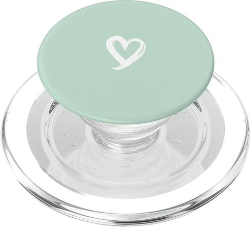White Minimalist Green PopSockets PopGrip Heart for MagSafe