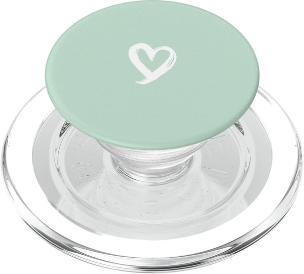 White Minimalist Green PopSockets PopGrip Heart for MagSafe