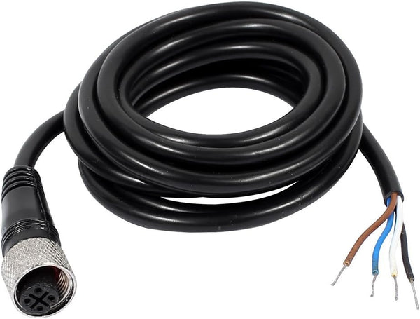 uxcell M12 Female Straight 4 Pin Connector, 2M Aviation Socket Electrical Cable