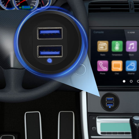 Double Port USB 3.0 Car Mount Flush Cable, USB3.0 Male to Female Extension Cable for Car Dashboard Panel 1ft