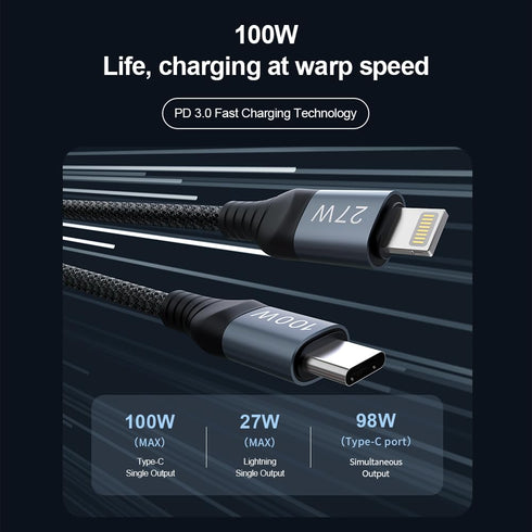 Nillkin 4.9ft Lightning & USB-C 2-in-1 Charging Cable, Fast Charger Cord for iPhone 15/14/13/12/11 Pro/Max, iPad