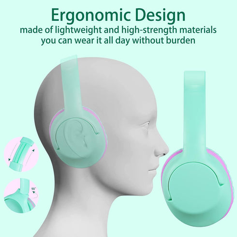 94dB 3.5MM POWMEE Kids Headphones Over-Ear Headphones for Kids/Teens/School with Volume Limited Adjustable Stereo Jack