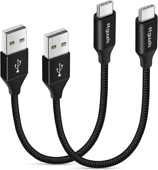 etguuds 1ft USB Type C Cable 2-Pack, 4.2A Fast Charging, Braided, Compatible with Samsung Galaxy S20, S10, Note 20,