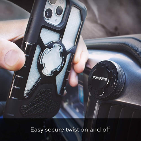 Rokform Phone Case Mount - Secure Aluminum Dash Holder, Compatible Twist Lock Cases (Black)
