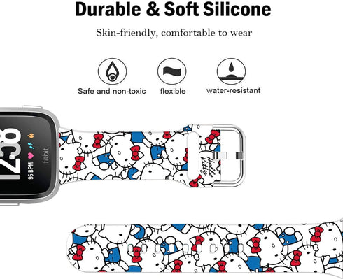 Hello Ki Sweet Blue Bands for Fitbit Versa 2/Versa/Versa Lite/Versa SE, Fancy Soft Sport Silicone Cartoon Holiday Strap