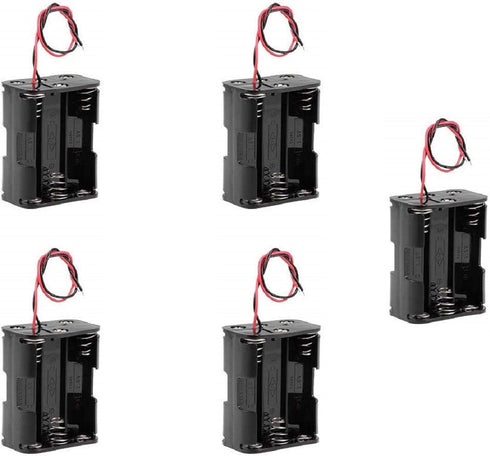 5PCS AA Batteries Holder Case with Wire Leads, 6 x 1.5V