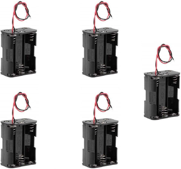 5PCS AA Batteries Holder Case with Wire Leads, 6 x 1.5V