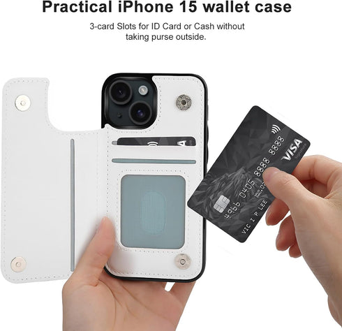 ZHANLEI 15 Salmon Printed Phone Wallet Case for iPhone Case, Flip PU Leather Shockproof Phone Cases Cover with Card