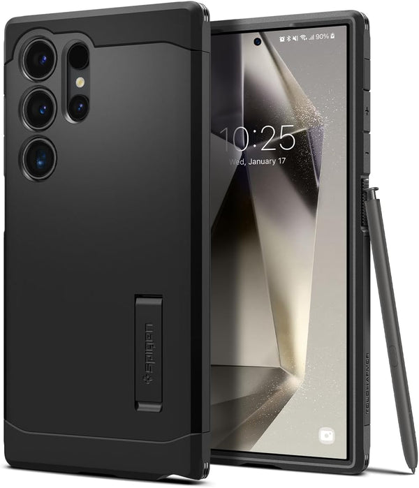Spigen Tough Armor Case for Galaxy S24 Ultra, Black with Kickstand, Military-Grade Protection for 2024