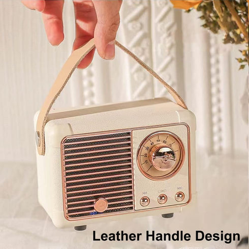Retro Bluetooth Speaker, Wireless Mini Speaker with Crystal Clear Stereo Sound and Rich Bass (Beige)