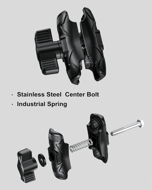 BRCOVAN Double Socket Arm, High Strength Composite Short Arm for RAM Mounts B Size 1'' Ball Components & Phone Holder