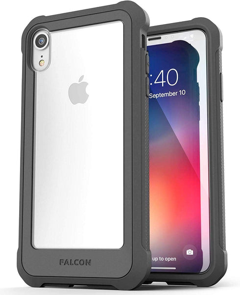 ENCASED Heavy-Duty Protective Belt Clip Case for iPhone XR with Tempered Glass Screen Protector - Falcon Gray