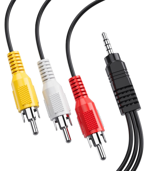 AV Cable, 3.5mm to RCA Camcorder Handycam AV Audio Video Output Cable for TV, Smartphones, Speakers - 5ft