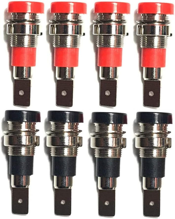 Black and Red 4mm Banana Jack Socket Female Adapter, Panel Mount Binding Post for 4mm Banana Plug Connectors (8 Pcs)