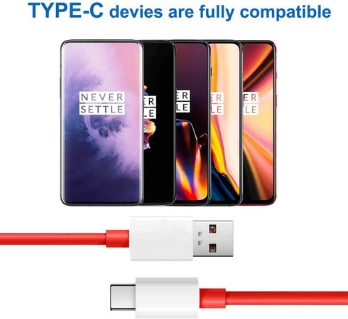 Warp Charger 30W Quick Rapid Charge Power Adapter with USB-C Fast Charging Cable, Compatible with OnePlus