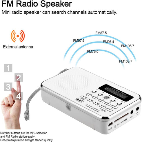 Docooler L-938 3W MP3 1.5 Inch MMC Mini FM Radio Digital Portable Stereo Speaker Audio Player High Fidelity Sound