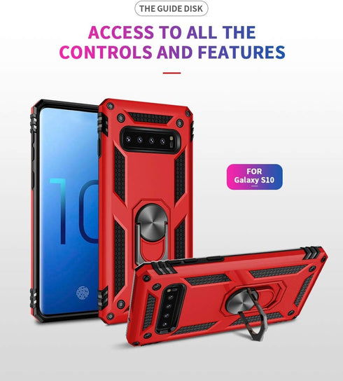 Military Grade Drop Impact Case for Samsung Galaxy S10 5G - Shockproof Armor Case with Metal Rotating Ring