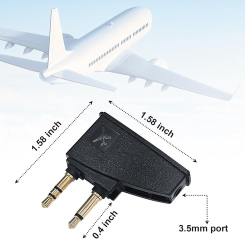 Dual 3.5mm Male to 3.5mm Female Airplane Headphone Adapter, Gold-Plated Tip, Foldable Plug, Compatible with Bose Headphones and Other 3.5mm Jack Devices