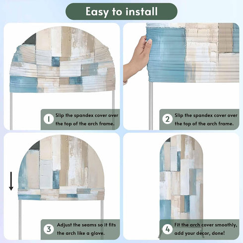 Jnbasdffb 7.2 Abstract Blue Brown Wedding Arch Cover,Stretchy Spandex Arch Backdrop Stand Covers FT,Oil Painting Simple