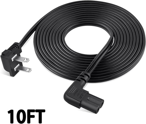 IJP 10FT 24" 32" 40" 43" 48" 49" 50" 55" 60" 65" 75", UN40 UN43 UN48 90 18AWG 2-Prong C7 Longer TV Power Cord