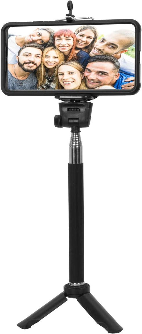 Deco Essentials 33" Telescopic Metal Selfie Stick w/Tripod and Wireless Remote for iOS/Android, Perfect for Travel