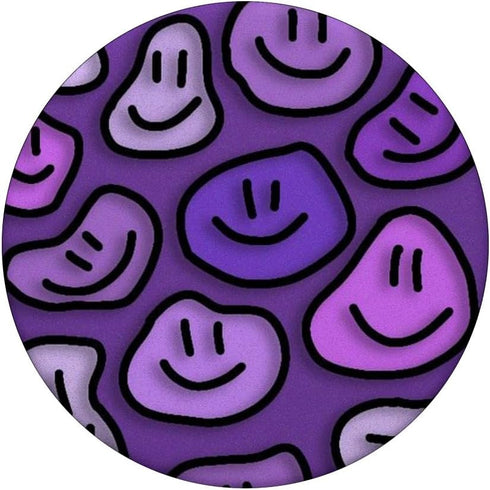 Aesthetic Lavender Purple Liquid Swirl Dripping Smile Face PopSockets Standard PopGrip