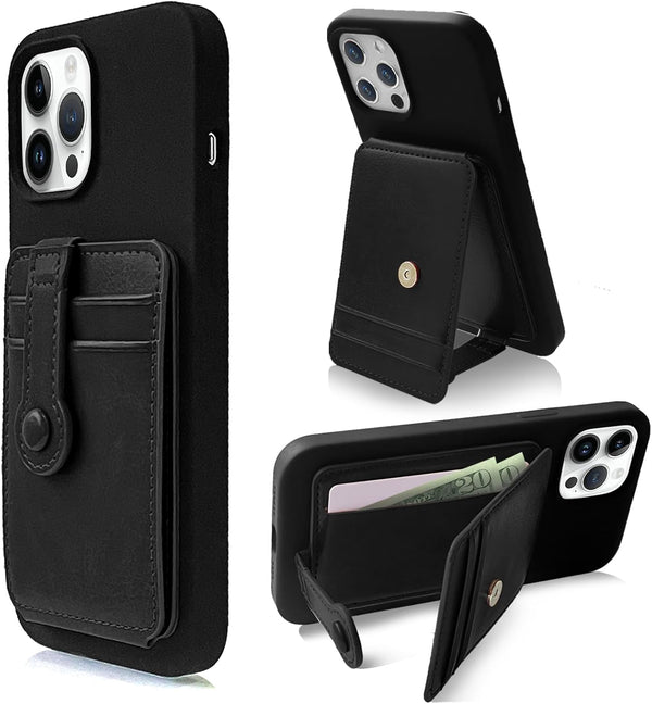 M-Plateau Stick On Phone Wallet, Card Holder with Elastic Magnetic Closure, Slim Holder with 3M Adhesive for iPhone 14