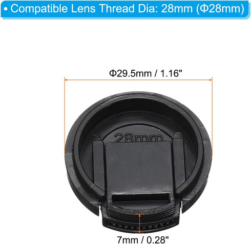 PATIKIL 28mm Lens Cap, 4 Pack Sides Pinch Snap Camera Lens Cover for Front Lens with Cloth, Suitable for 28mm Thread Universal DSLR Lenses, Black for Nikon, for Fujifilm, for Pentax