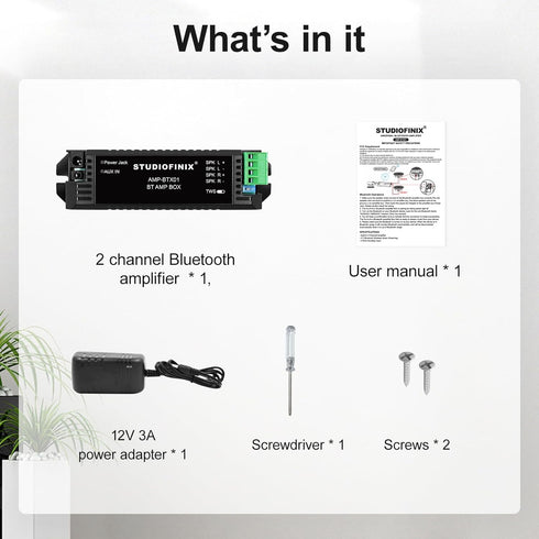 STUDIOFINIX 2-Channel 5.1 STUODIOFINIX Mini Bluetooth Amplifier for Passive Speakers with TWS,AUX,Replacement