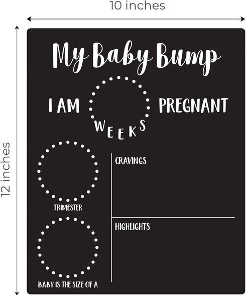 My Baby Bump Pregnancy Timeline Dry Erase Sign - 10" x 12" Black Sign for Monthly Milestone New Mom Photo Prop