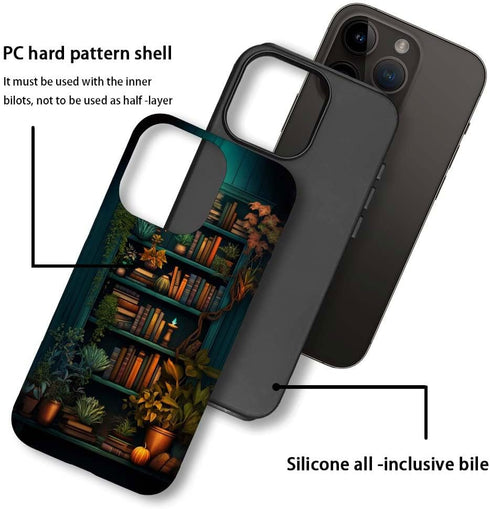 kiritfox 15 2-Layer Case Compatible with iPhone Pro Max,Hybrid Hard Shell,Shockproof Soft for Girl Women,Bookshelf Book