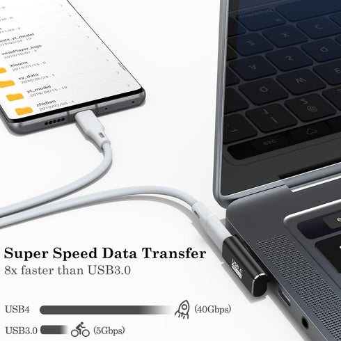 AuviPal 90 Degree USB C Adapter (2 Pack), 40Gbps USB C Male to Female Right Angle Connector Extender