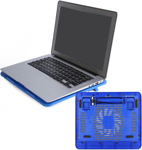 Portable Quiet Laptop Cooler Cooling Pad Stand with USB for 14 Inch Below Notebook (Blue)