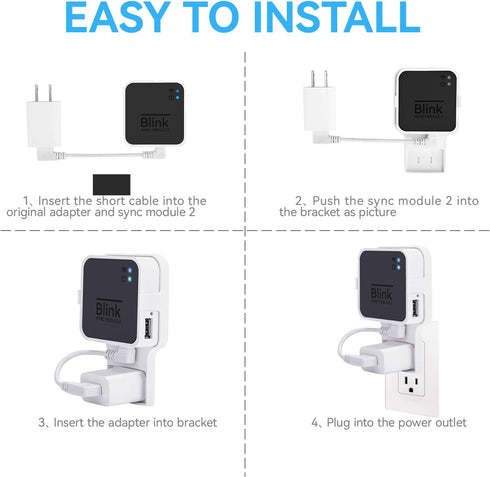 Outlet Wall Mount for Blink Sync Module 2, Bracket Holder for Blink Outdoor Camera with Easy Mount Short Cable