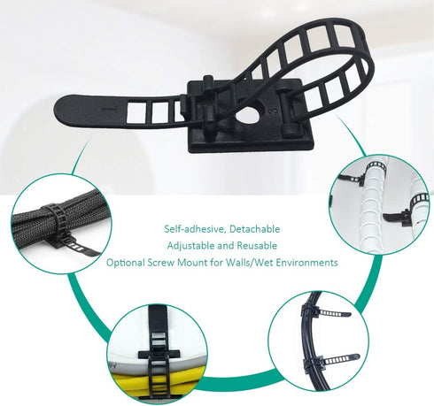 25 Pieces Desk Wire Organizer, Adhesive Cable Ties and Clips for Cord Management and Desk Wire Organization