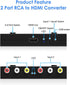 2 16:9/4:3 1080P Sega/Xbox/PS1/PS2/PS3/WII/N64/VHS, Port RCA to HDMI Converter, Dual AV to HDMI Converter Supports