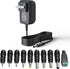 24V 1A Power Supply 24 Volt Charger, 1000mA 24W Max Regulated Switching AC to DC Cord Adapter with 10 Replacement