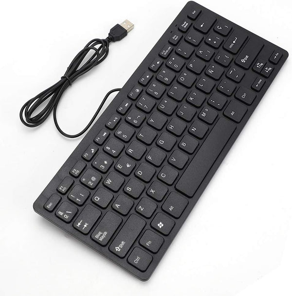 Demeras Ultra-Thin Wired Keyboard, Portable Mini Spanish Keyboard with USB Interface, 78 Sensitive Keys