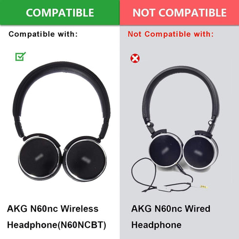 N60NC BT Ear Pads Replacement Protein Leather and Soft Foam for AKG N60NC Wireless Bluetooth Headphone (Black)