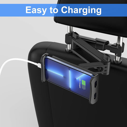 Car Headrest Backseat Mount, 360 Rotating Adjustable Tablet/Phone Holder for All 4"-11" Tablets and Cellphones